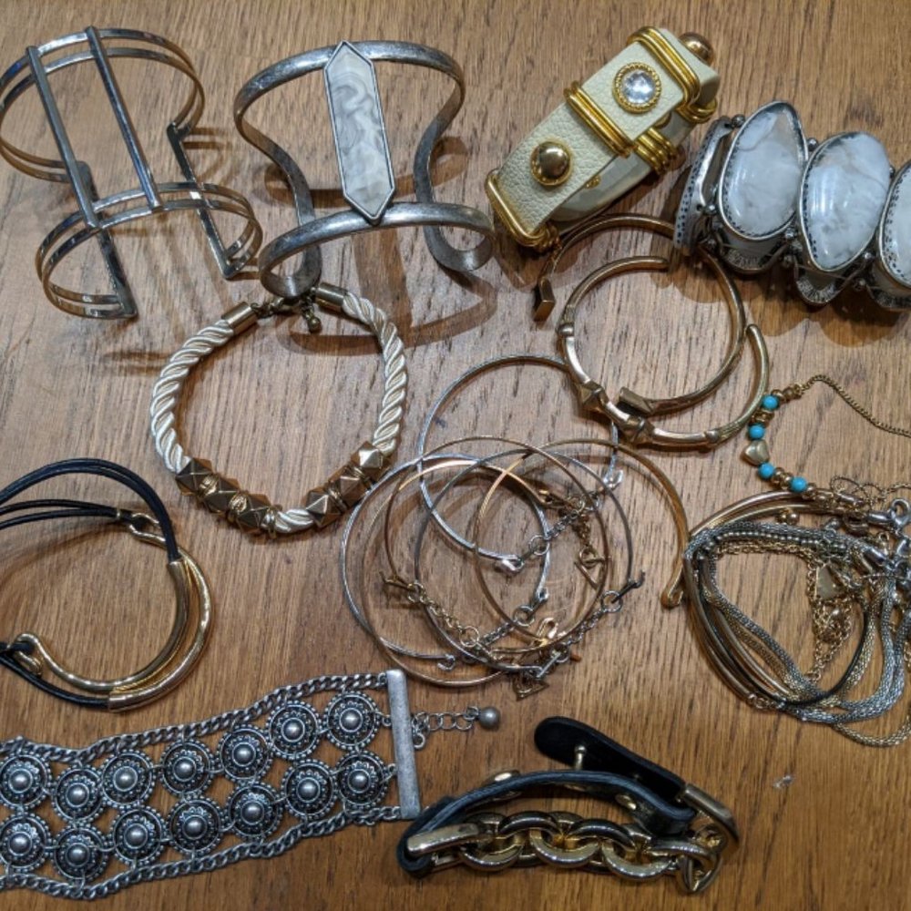 Lot of bracelets, Bangles, and cuffs